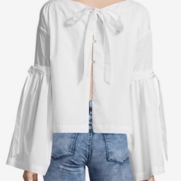 Free People Tie Sleeve open back poplin ToP  size xs - Picture 11 of 11